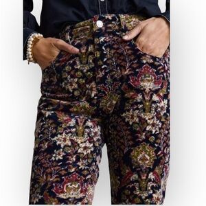 Pilcro The Icon Flare Corduroy Floral Pants Women’s Size US 28 Blue Motif